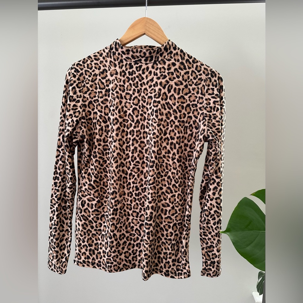 Olivia Rae Leopard Print Blouse - Black and Tan